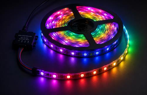 RGB LED strip reel with its controller
